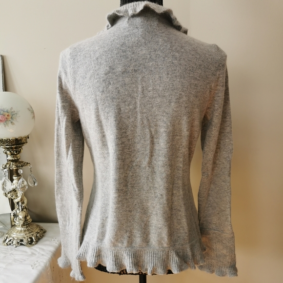 Marina Luna Gray Angora Blend Cardigan Sweater LP - Picture 4 of 10